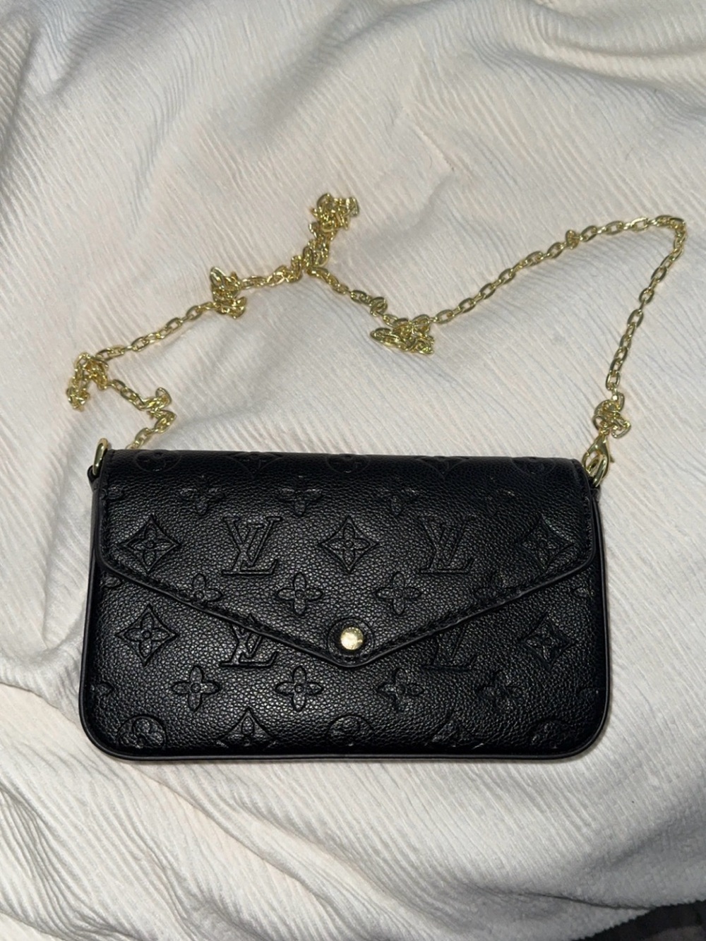 Louis Vuitton Black Embossed Monogram Chain Crossbody